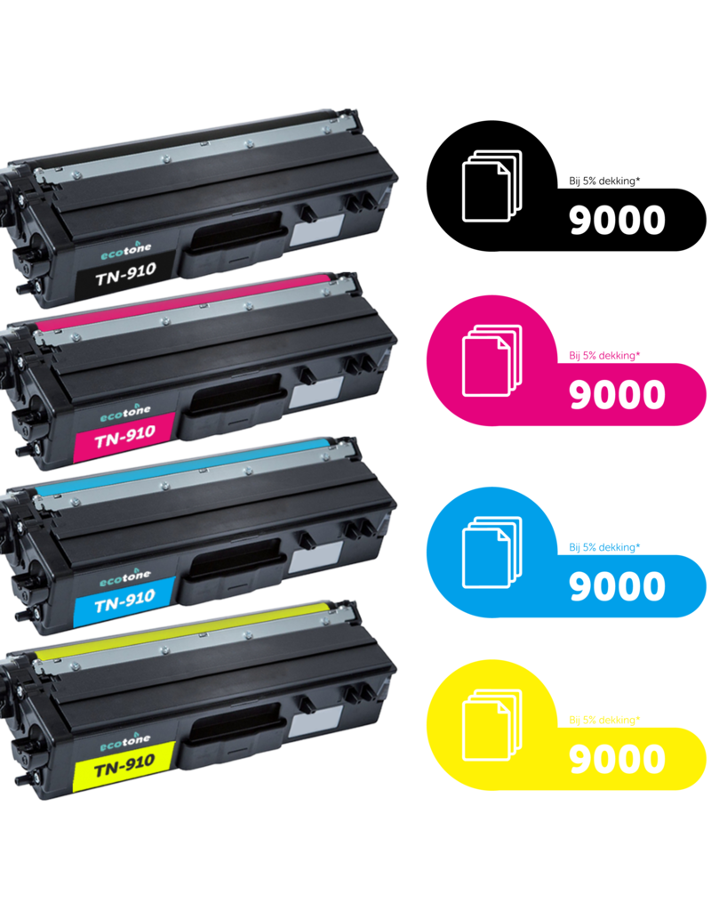Ecotone Ecopack (Replaces Brother TN-910 toner) 2xBL + 1xCMY  - (BL 2x9000 Pages) (CMY 3x9000 Pages)