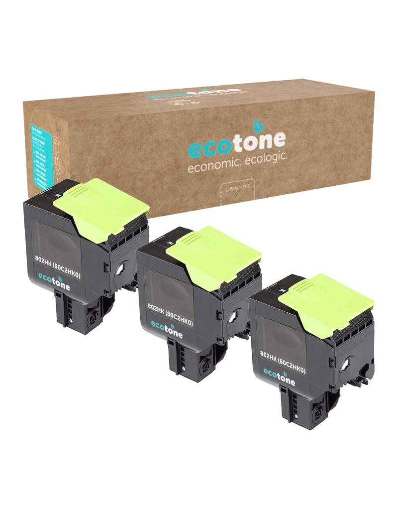 Ecotone Ecopack (Replaces Lexmark 802HK 80C2HK0 toner) 3xBL - (BL 3x4000 Pages)