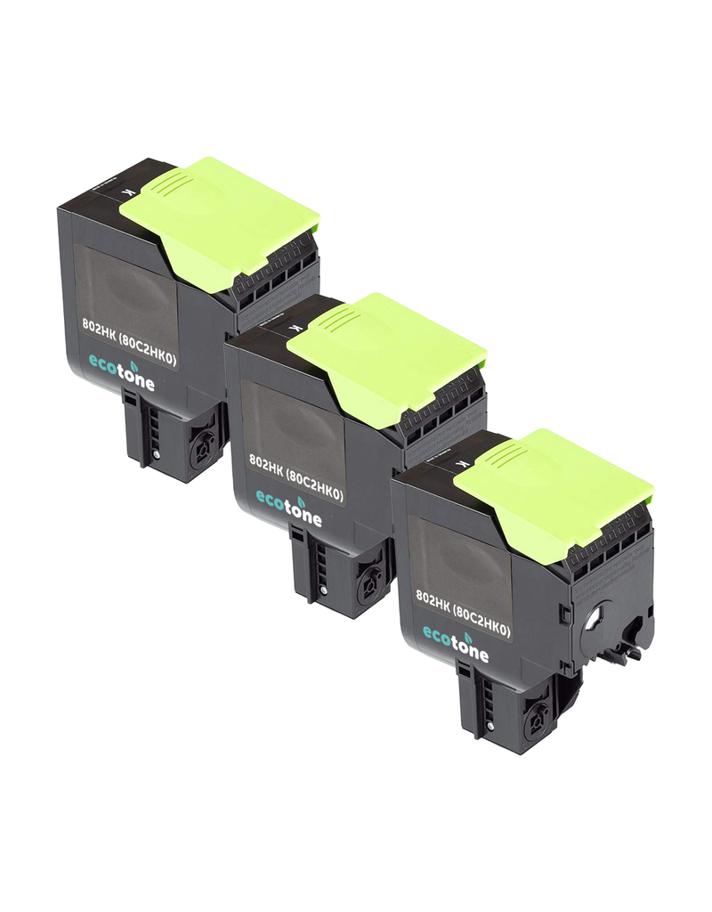 Ecotone Ecopack (Replaces Lexmark 802HK 80C2HK0 toner) 3xBL - (BL 3x4000 Pages)