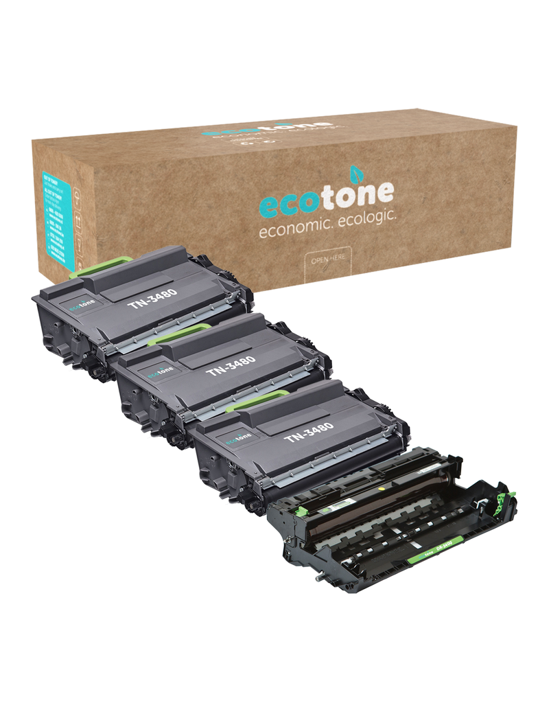 Ecotone Ecopack (Replaces Brother TN-3480 toner/drum) 3xBl+1xDr - (BL 3x8000 Pages) (Drum 1x50000 Pages)