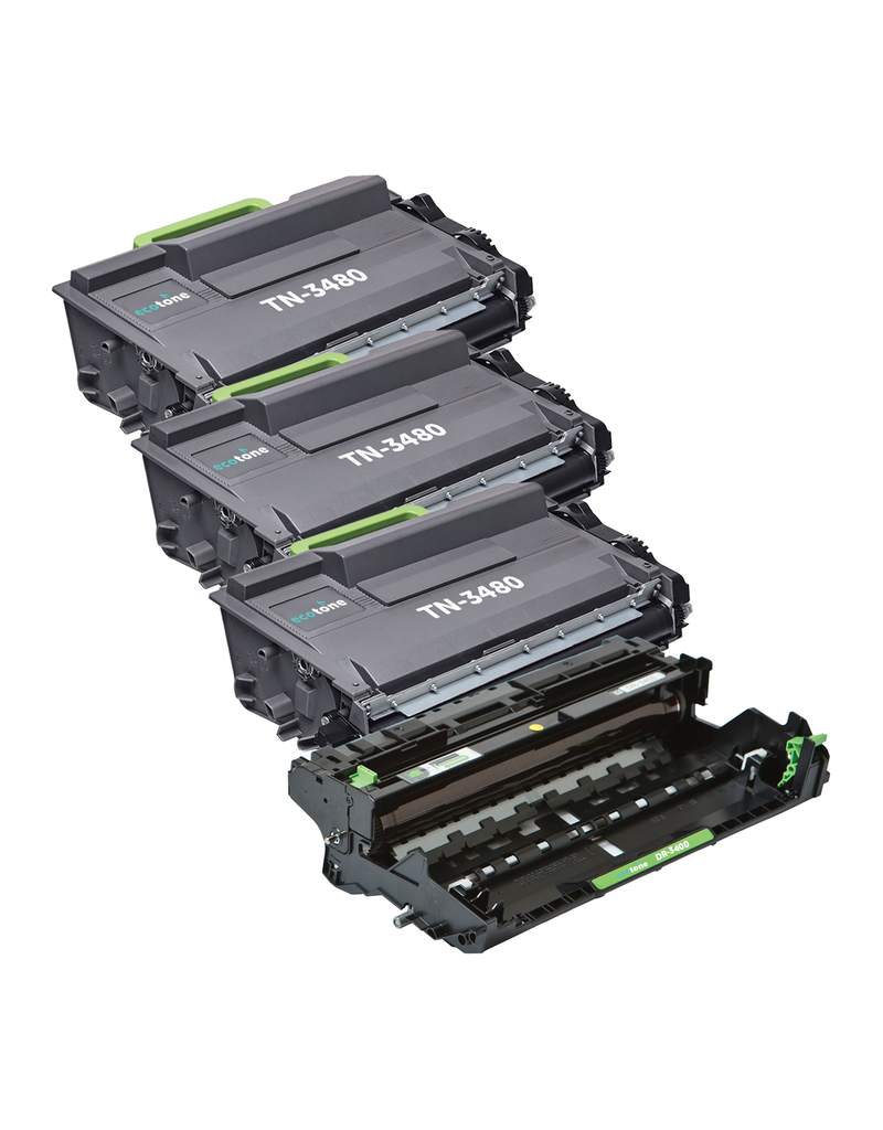 Ecotone Ecopack (Replaces Brother TN-3480 toner/drum) 3xBl+1xDr - (BL 3x8000 Pages) (Drum 1x50000 Pages)