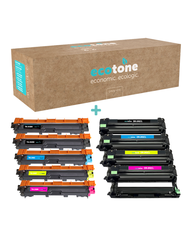 Ecotone Ecopack (Replaces Brother TN-246 toner/Drum) 2xBL+1xCMY+1xDr - (BL 2x2500 Pages) (CMY 3x2200 Pages) (Drum 1x15000 Pages)