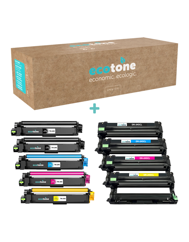Ecotone Ecopack (Replaces Brother TN-243 toner/Drum) 2xBL+1xCMY+1xDr - (BL 2x1000 Pages) (CMY 3x1000 Pages) (Drum 1x18000 Pages)