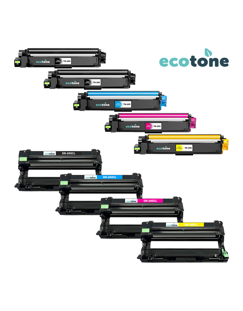 Ecotone Ecopack (Replaces Brother TN-243 toner/Drum) 2xBL+1xCMY+1xDr - (BL 2x1000 Pages) (CMY 3x1000 Pages) (Drum 1x18000 Pages)