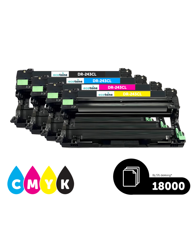 Ecotone Ecopack (Replaces Brother TN-243 toner/Drum) 2xBL+1xCMY+1xDr - (BL 2x1000 Pages) (CMY 3x1000 Pages) (Drum 1x18000 Pages)