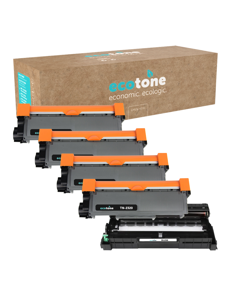 Ecotone Ecopack (Replaces Brother TN-2320 toner/drum) 4xBlack + 1xDr - (BL 4x2600 Pages) (Drum 1x12000 Pages)