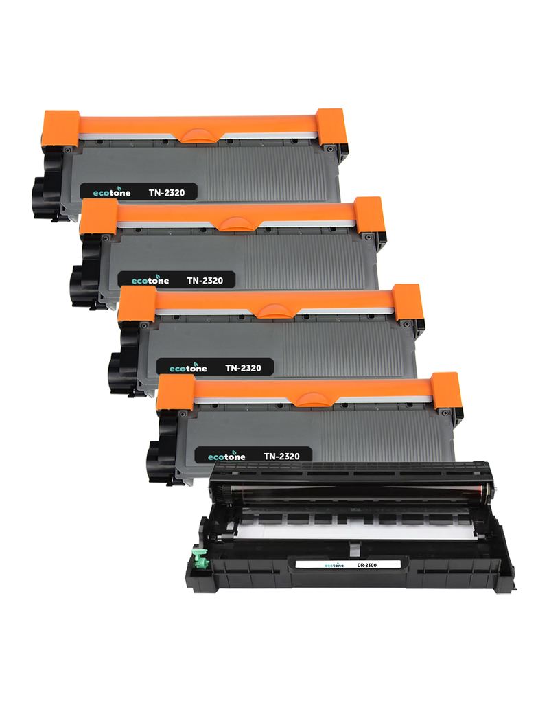 Ecotone Ecopack (Replaces Brother TN-2320 toner/drum) 4xBlack + 1xDr - (BL 4x2600 Pages) (Drum 1x12000 Pages)