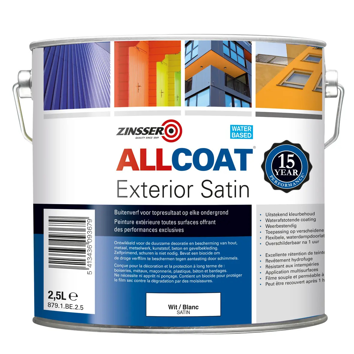 Peinture imperméabilisante/anti-moisissure, Zinsser, latex, 3,7 l, blanc