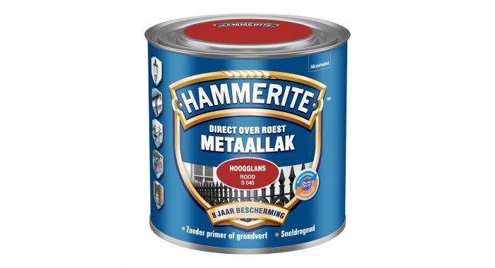 Hammerite Metaallak Hoogglans Rood 0,25 Liter