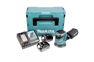 Makita DBO180RTJ 18V Li-Ion Accu excentrische schuurmachine set (2x 5.0Ah accu) in Mbox - 125mm