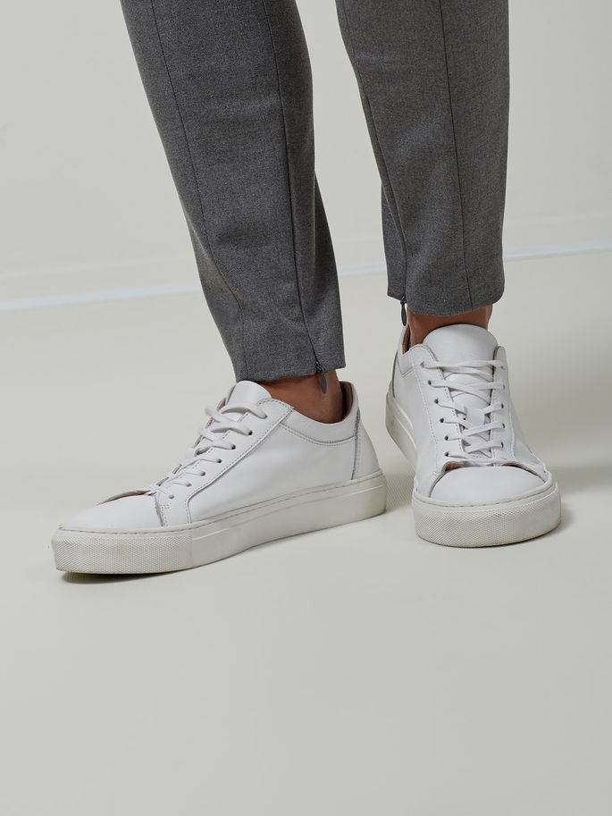 grey chinos white shoes