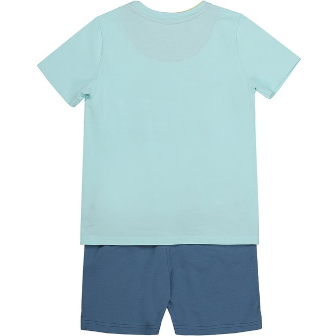 Charlie Choe Jungen Pyjama Short Set Aqua blau Eidechse