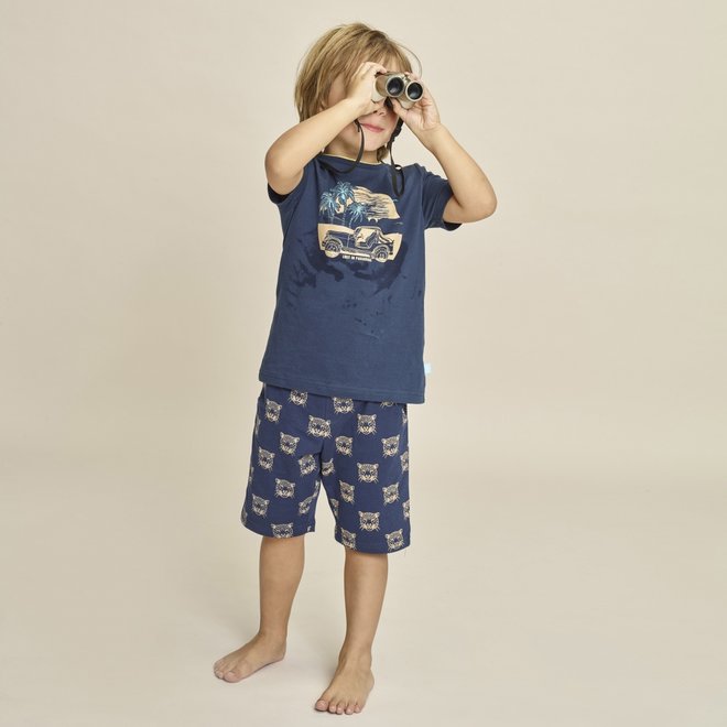 Charlie Choe Boys Pyjama Short Set Blue Panther