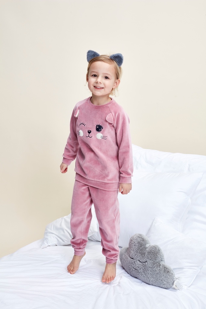 Souvenir Peer legaal Charlie Choe Meisjes Pyjama Homewear Set Roze Velours - Charlie Choe