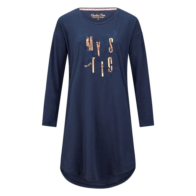 Charlie Choe Dames Nachthemd Bigshirt Blauw