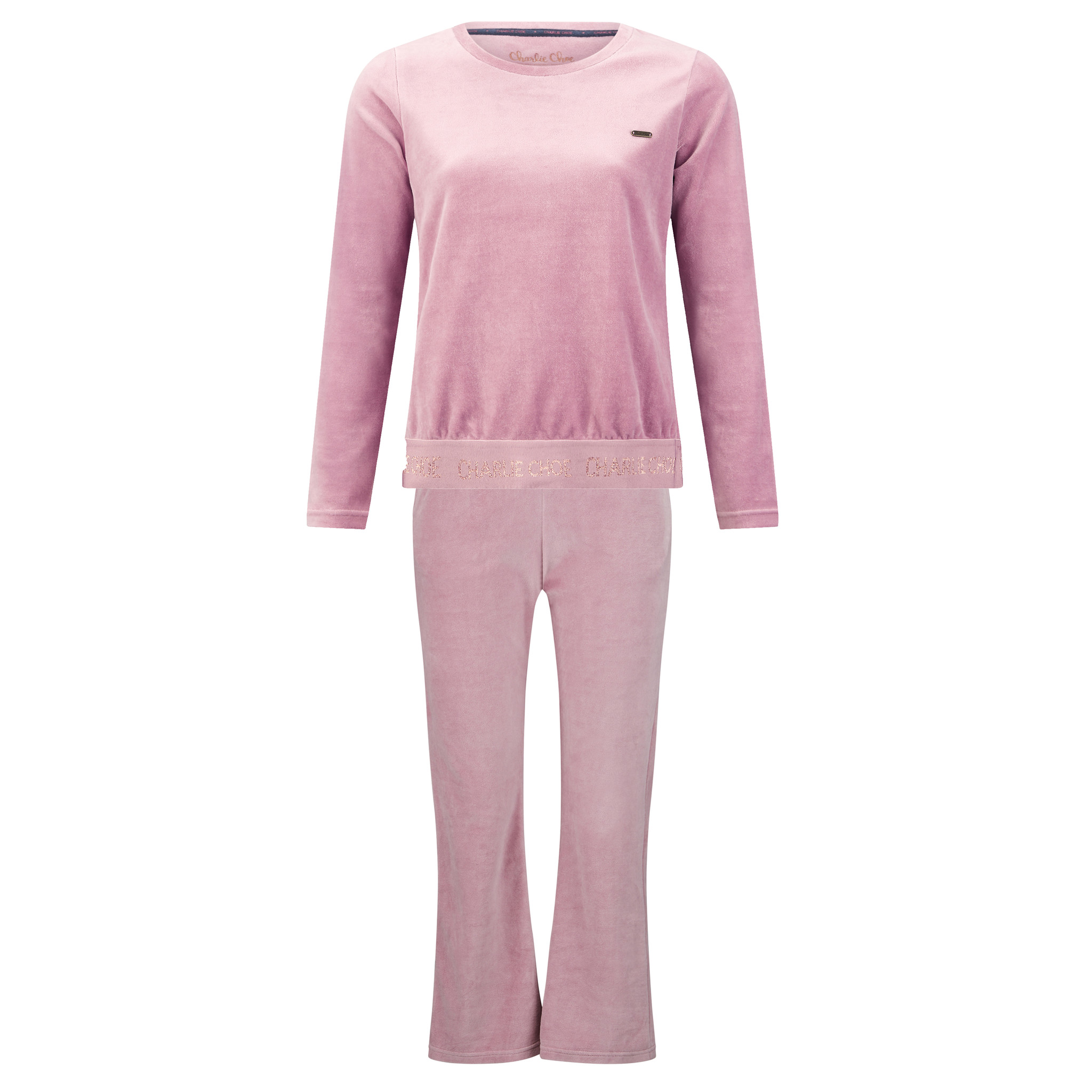 Cater meer en meer Trillen Charlie Choe Dames Pyjama Homewear Set Roze Velours - Charlie Choe