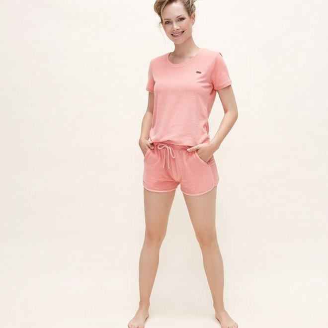 Charlie Choe Ladies Pyjama T-shirt Pink Terry