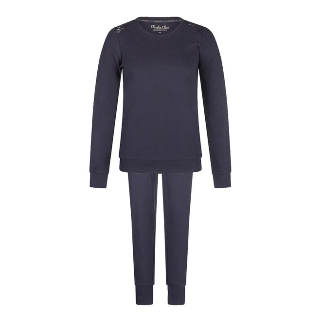 Charlie Choe Dames Pyjama Set Donkerblauw Kant