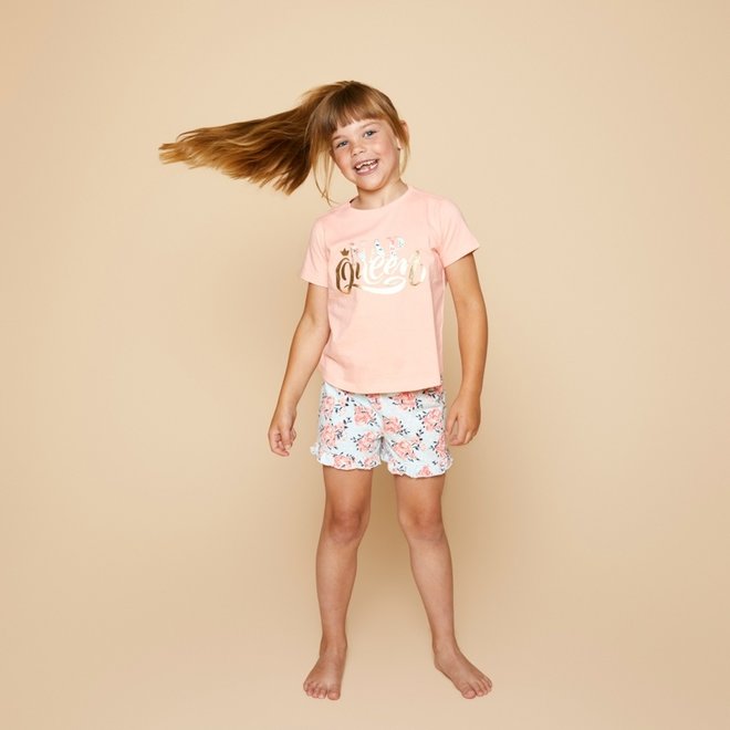 Simply Charlie Girls Pyjamas Shortama Pink Rose