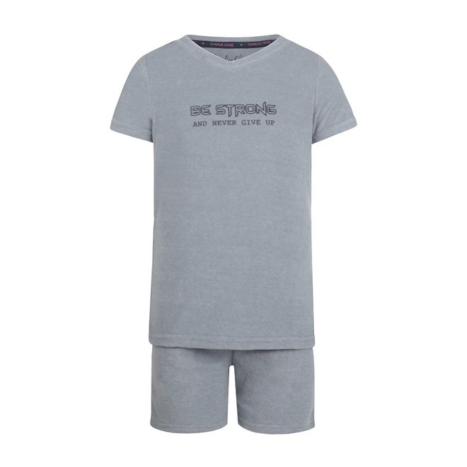 Charlie Choe Jongens Pyjama Shortama Faded Blauw Badstof