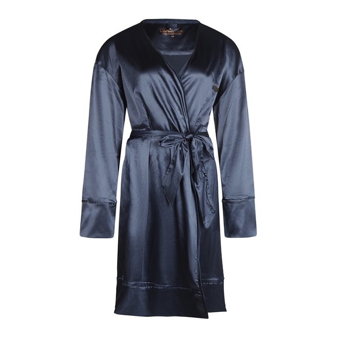 Charlie Choe Ladies Bathrobe Satin Dark Blue