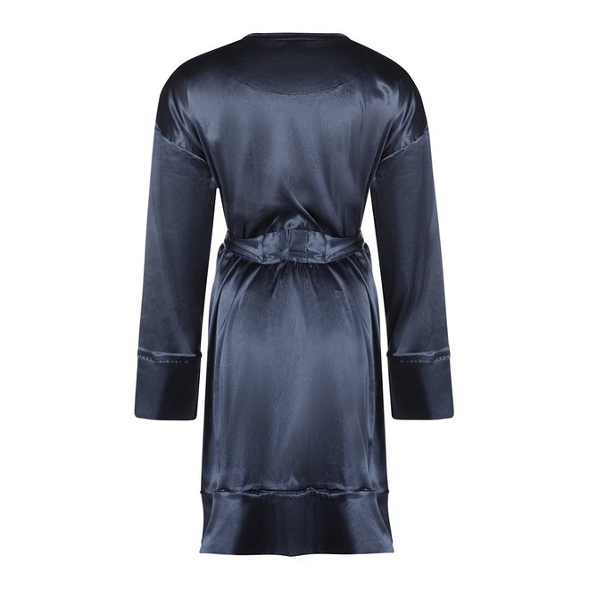 Charlie Choe Ladies Bathrobe Satin Dark Blue