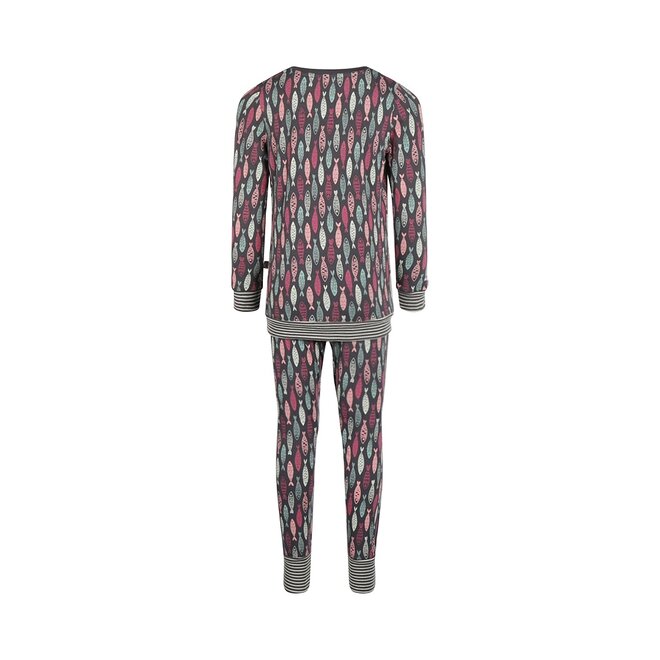 Charlie Choe Meisjes Pyjama Lounge Set Donkergrijs Visjes