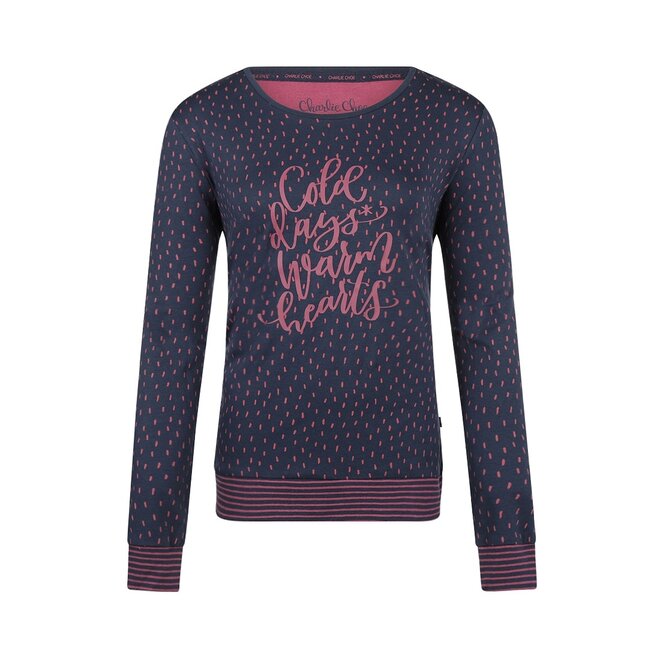 Charlie Choe Dames Pyjama Shirt Pullover Donkerblauw Cassis