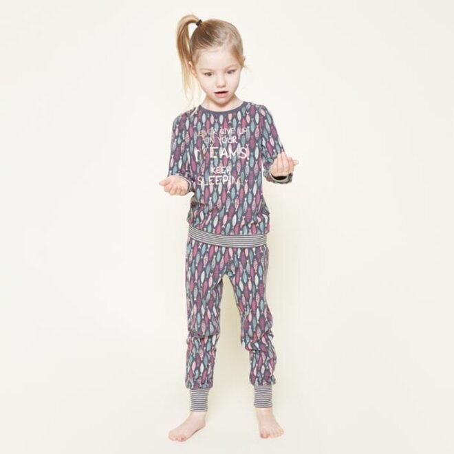 Charlie Choe Meisjes Pyjama Lounge Set Donkergrijs Visjes