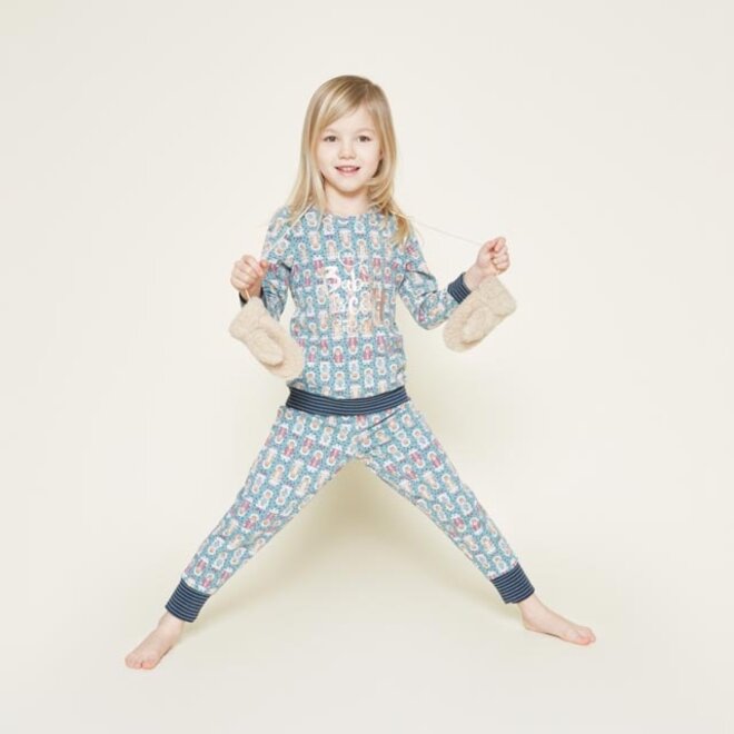 Charlie Choe Girls Pyjama Lounge Set Green Blue Eskimo