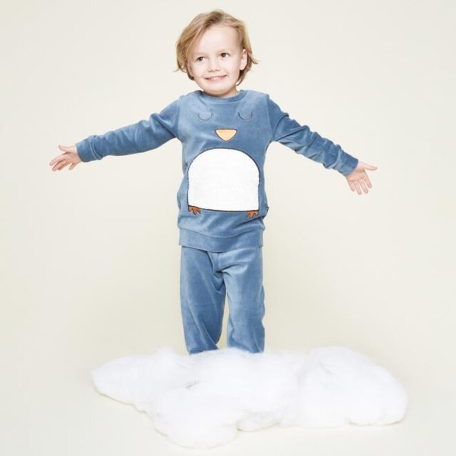 Charlie Choe Jongens Pyjama Homewear Set Velours Blauw