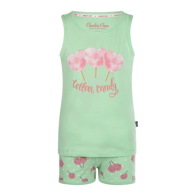 Charlie Choe Girls Pyjamas Shortama Soft Green Cotton Candy