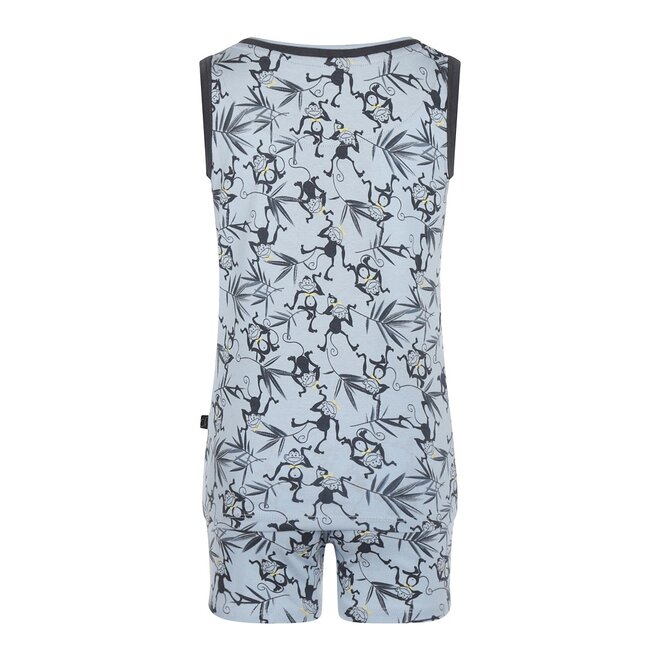 Charlie Choe Boys Pyjamas Singlet Shortama Light Blue Monkey