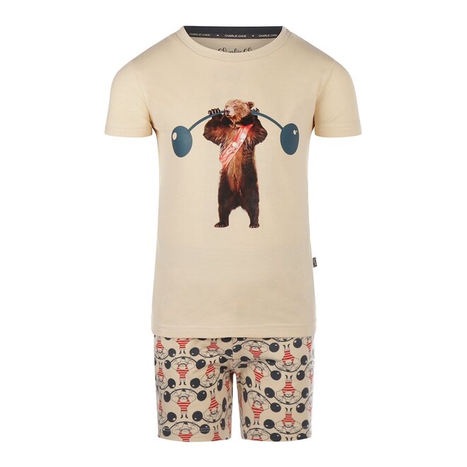 Charlie Choe Boys Pyjamas Shortama Cream Strong Man