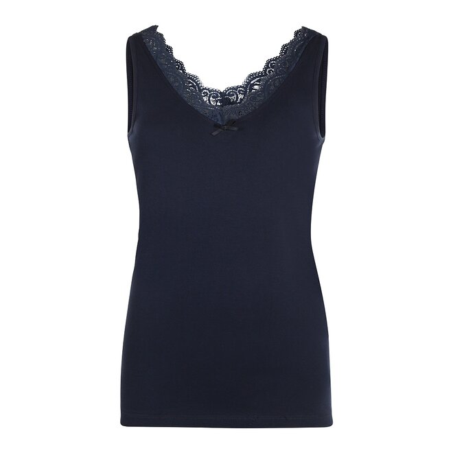 Charlie Choe Ladies Pyjamas Lace Top Dark Blue