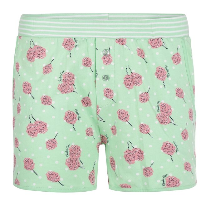 Charlie Choe Dames Pyjama Short Zachtgroen Suikerspin