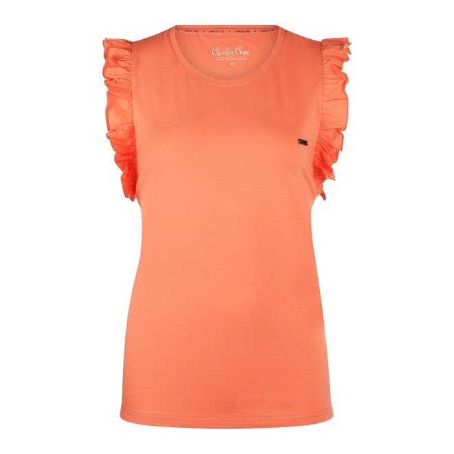 Charlie Choe Damen Oberteil Coral Pink Ruffle