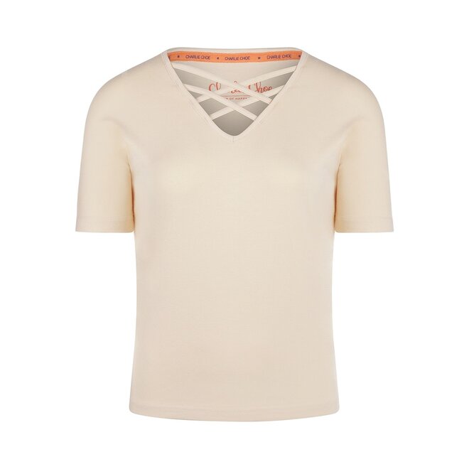 Charlie Choe Damen Boxy Pyjama T-shirt Creme