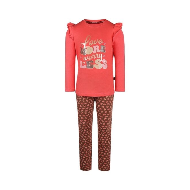 Charlie Choe Girls Pyjama Set Pink Brown Rollerblade