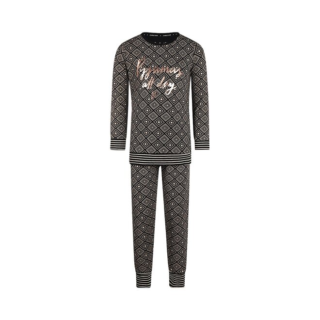 Charlie Choe Mädchen Pyjama Lounge Set schwarz kariert