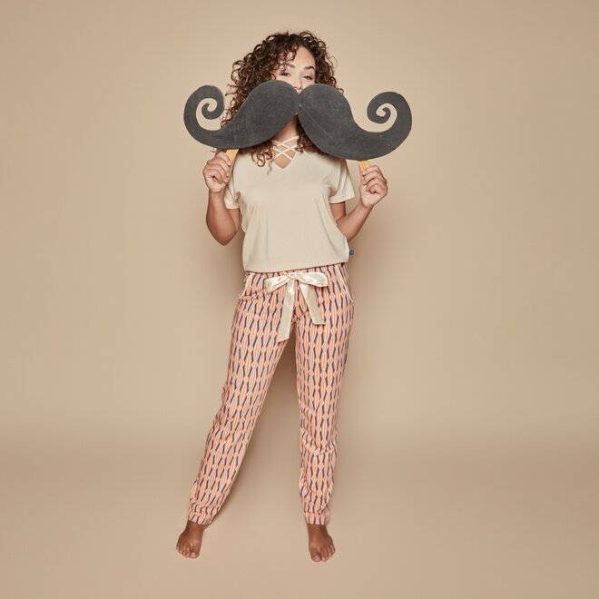 Charlie Choe Damen Pyjamahose Cream Circus