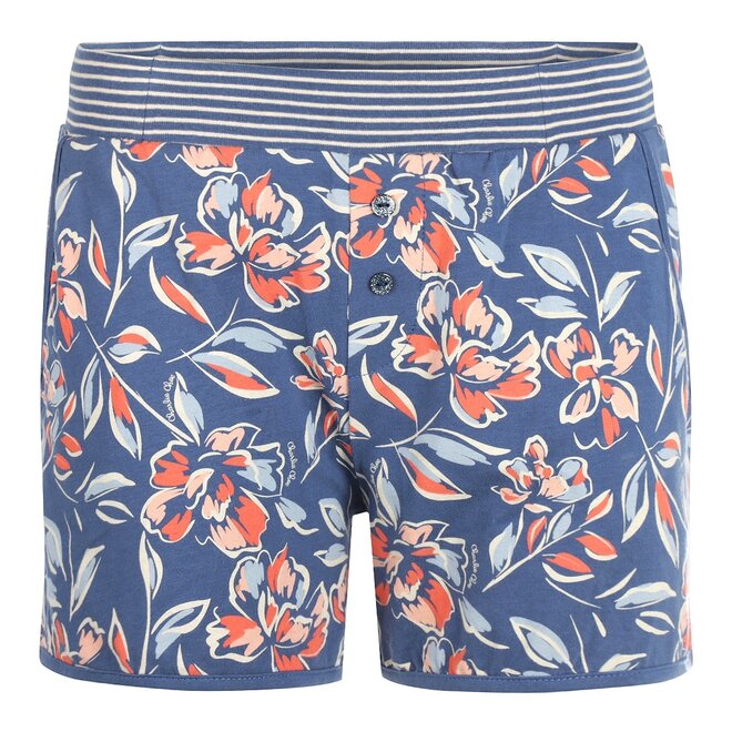 Charlie Choe Dames Pyjama Short Blauw Bloemen