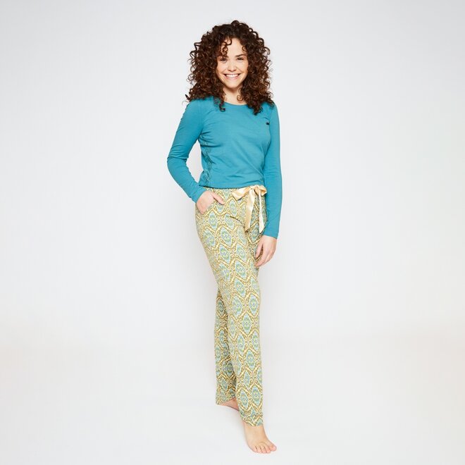 Charlie Choe Dames Pyjama Shirt Aqua Blauw