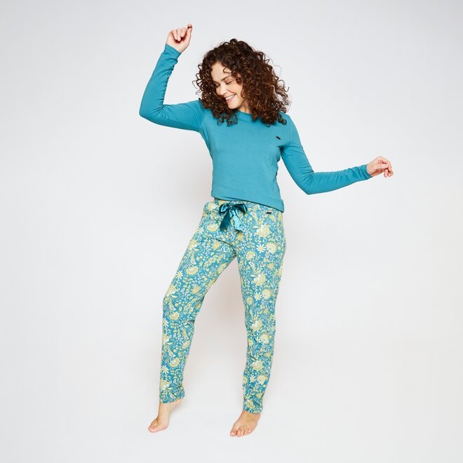 Charlie Choe Damen Pyjama Shirt Aqua Blau