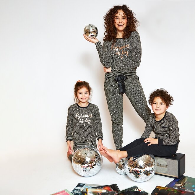 Charlie Choe Dames Pyjamabroek Zwart Ruit