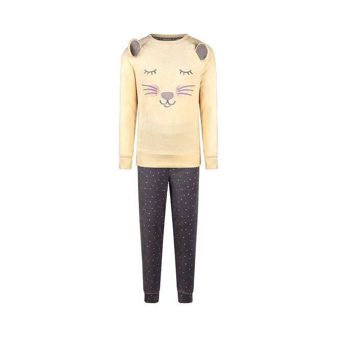 Charlie Choe Meisjes Pyjama Homewear Set Off White Velours