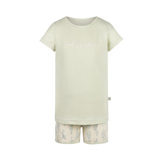 Charlie Choe Girls Pyjamas Shortama Light Green Cactus