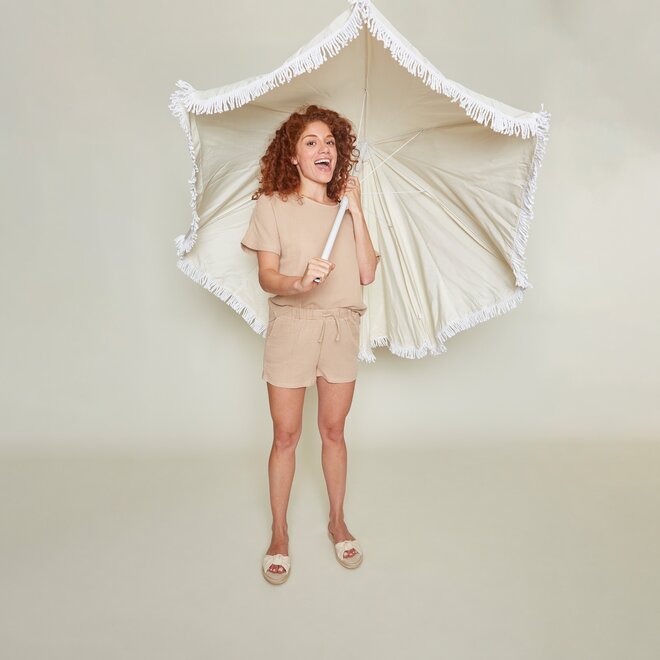 Charlie Choe Ladies Pyjama Short Set Mousseline Sand Colour