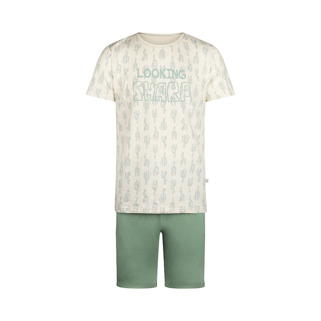 Charlie Choe Herren Pyjama Short Set Hellgrün Kaktus