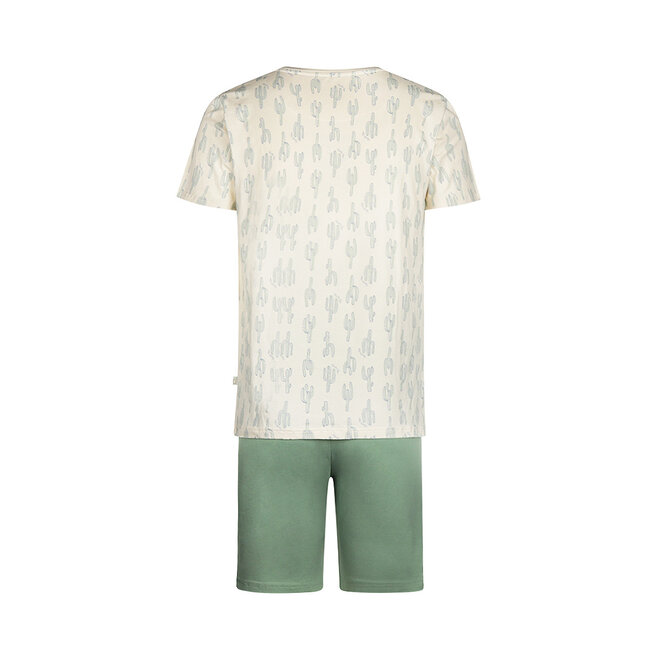 Charlie Choe Herren Pyjama Short Set Hellgrün Kaktus